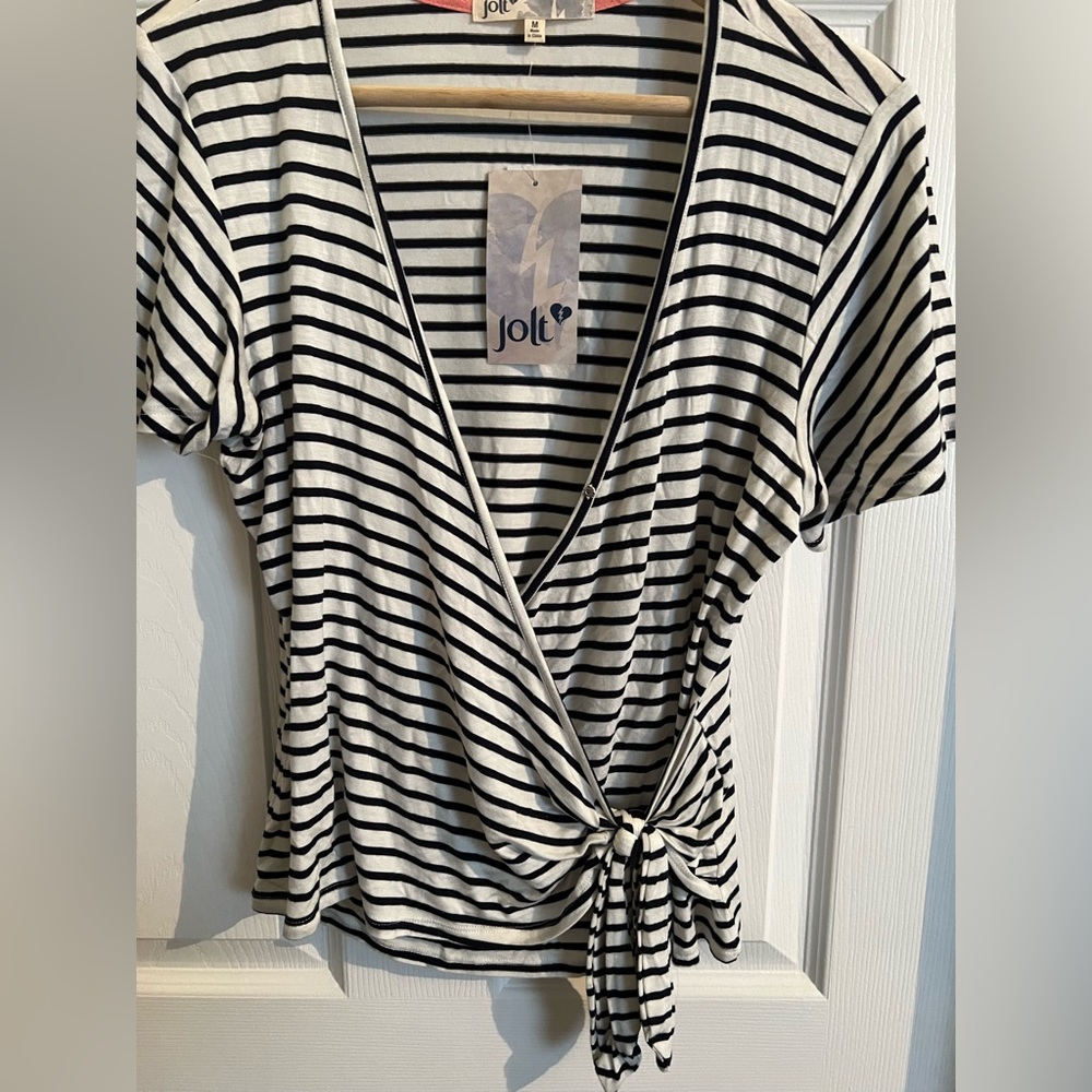 Jolt size M top. Black/white stripe. New with tags.